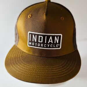 Indian Motorcycle Tan Snap back Logo Cap NWOT